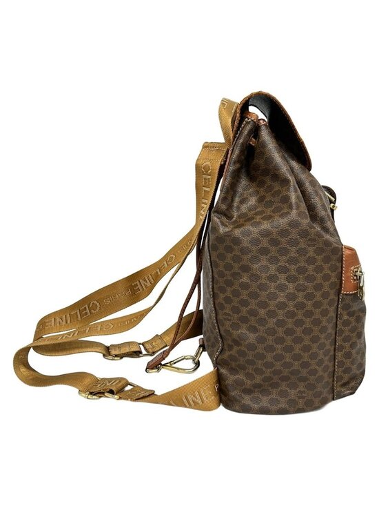 Celine Backpack Macadam Pattern Dark Brown Drawstring Leather main image 10